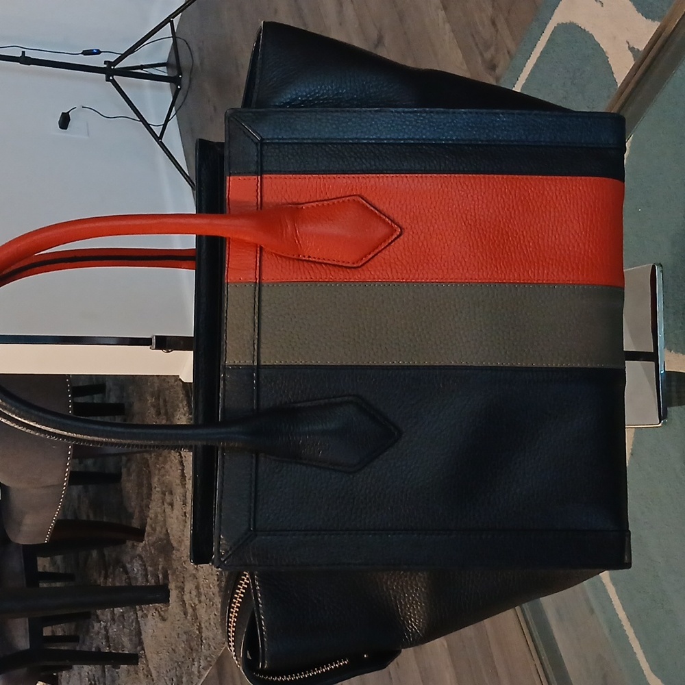 Henri Bendel Rare Tricolor Black, Orange, and Gray Large Tote - Picture 7 of 13